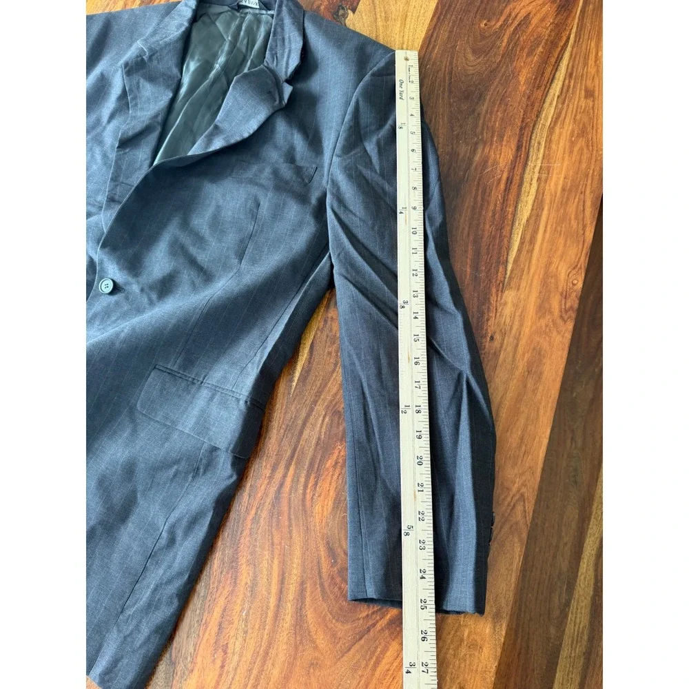 Jos A Bank Estateblazer 44L Gray Windowpane‎ 100% Wool Blazer Sport Coat Mens